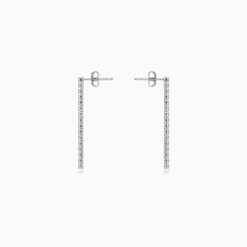 Sterling Silver Zirconia Bar Drop Earrings