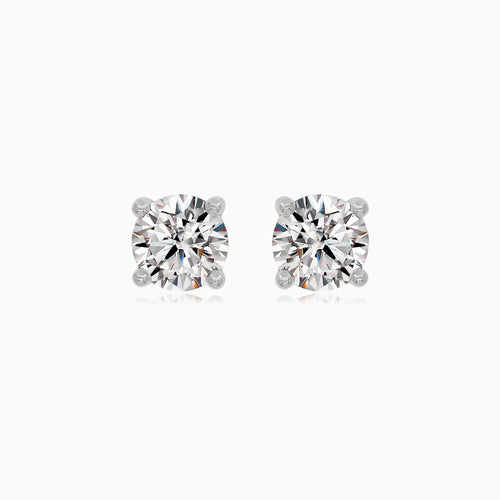 Sterling Silver Round Cubic Zirconia Stud Earrings