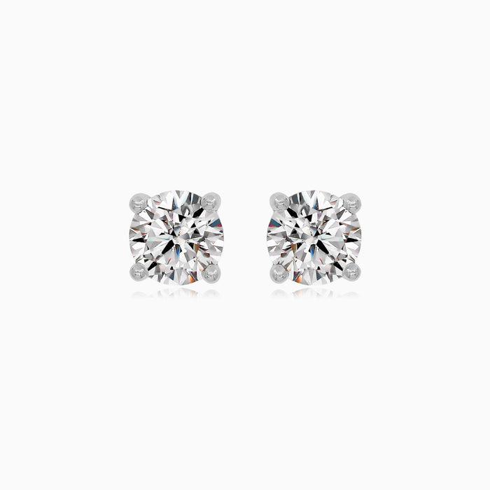 Sterling Silver Round Cubic Zirconia Stud Earrings