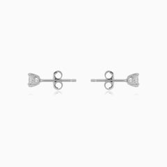 Sterling Silver Round Cubic Zirconia Stud Earrings