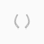 Sterling Silver Curved Cubic Zirconia Stud Earrings