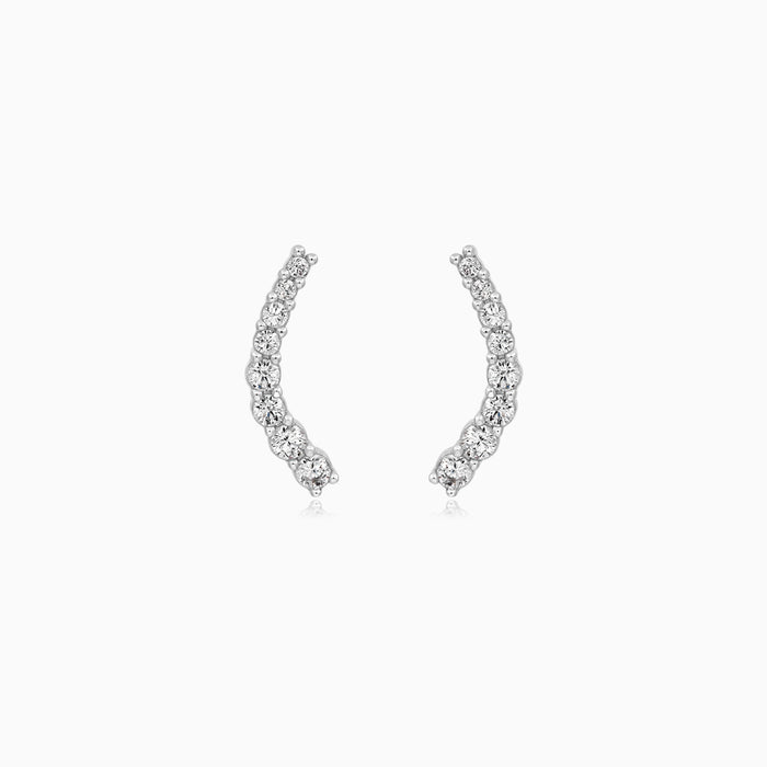 Sterling Silver Curved Cubic Zirconia Stud Earrings