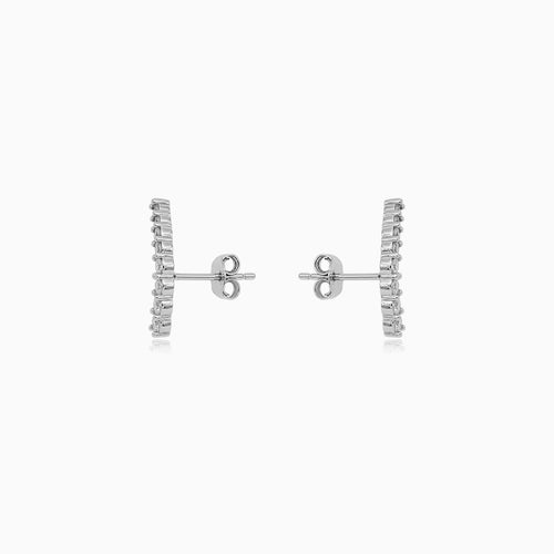 Sterling Silver Curved Cubic Zirconia Stud Earrings