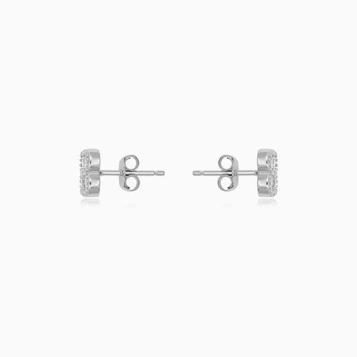 Sterling Silver Clover Cubic Zirconia Stud Earrings