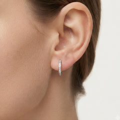 Sterling Silver Pavé Zirconia Hoop Earrings