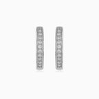 Sterling Silver Pavé Zirconia Hoop Earrings
