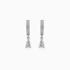 Sterling Silver Pear Zirconia Drop Hoop Earrings