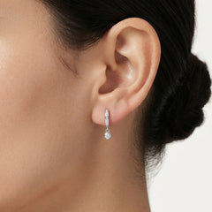 Sterling Silver Bezel Zirconia Drop Earrings
