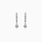 Sterling Silver Bezel Zirconia Drop Earrings