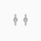 Sterling Silver Bezel Set Hoop Earrings