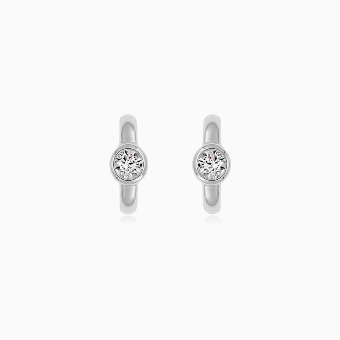 Sterling Silver Bezel Set Hoop Earrings