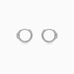 Sterling Silver Bezel Set Hoop Earrings