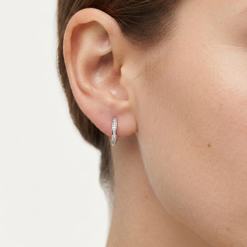 Sterling Silver Pavé Hoop Earrings