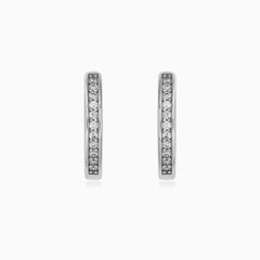 Sterling Silver Pavé Hoop Earrings