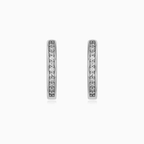 Sterling Silver Pavé Hoop Earrings