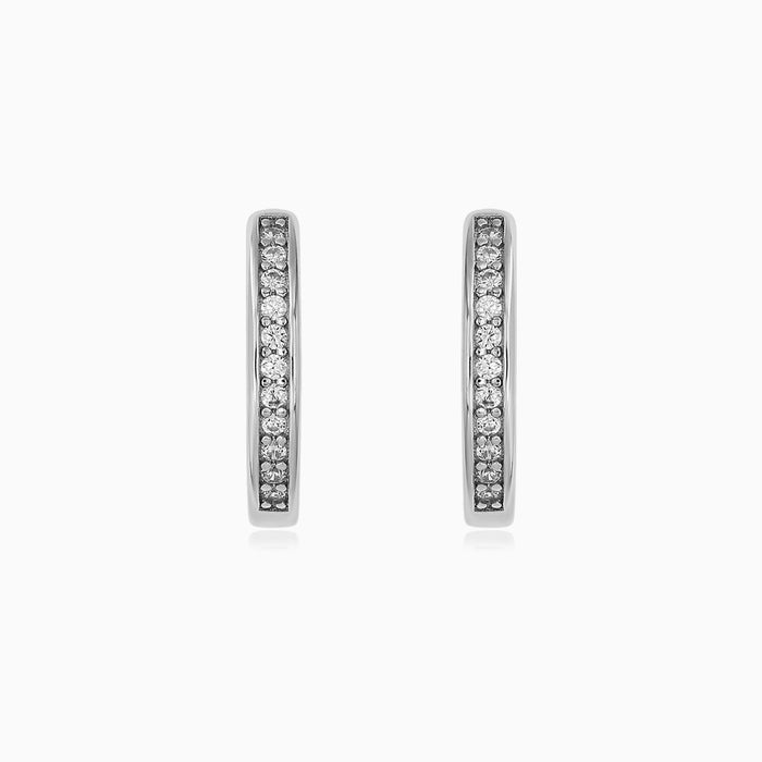 Sterling Silver Pavé Hoop Earrings