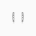Sterling Silver Pavé Huggie Hoop Earrings