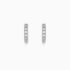 Sterling Silver Pavé Huggie Hoop Earrings