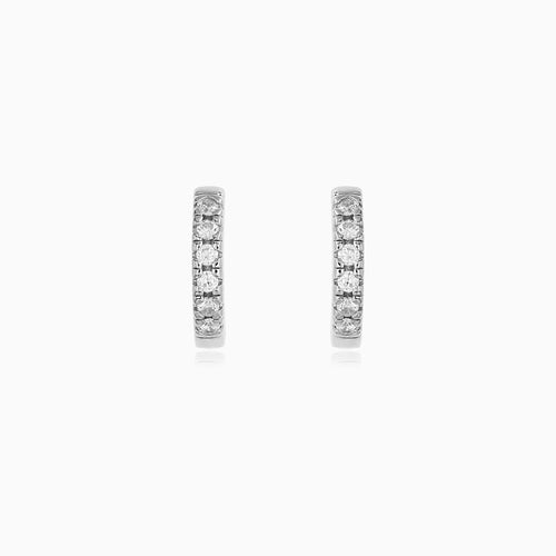 Sterling Silver Pavé Huggie Hoop Earrings