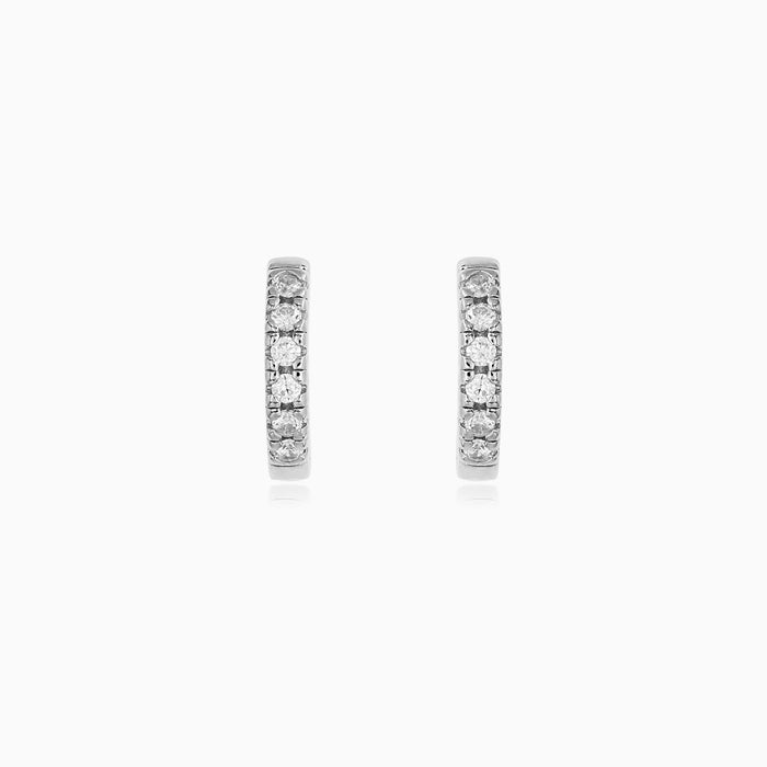 Sterling Silver Pavé Huggie Hoop Earrings