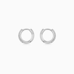 Sterling Silver Pavé Huggie Hoop Earrings
