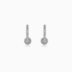 Sterling Silver Pavé Circle Huggie Earrings
