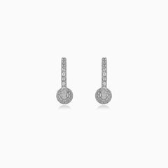 Sterling Silver Pavé Circle Huggie Earrings