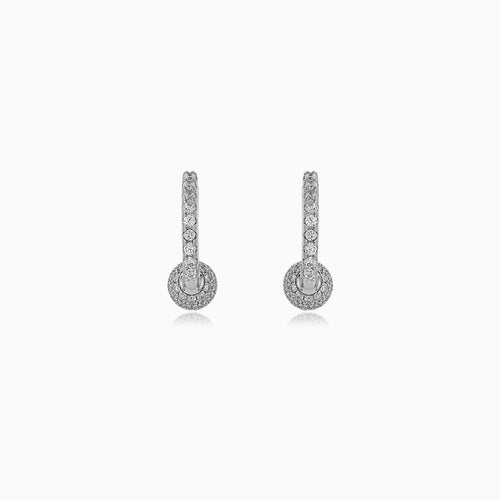 Sterling Silver Pavé Circle Huggie Earrings