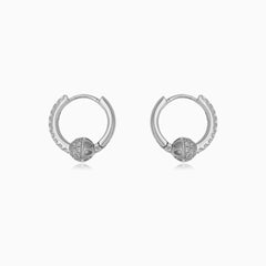 Sterling Silver Pavé Circle Huggie Earrings