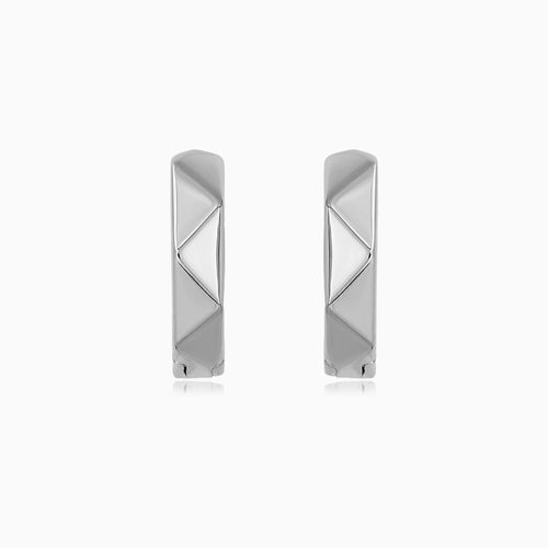Sterling Silver Geometric Huggie Earrings