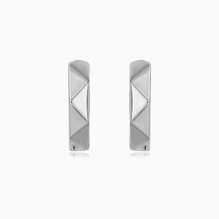 Sterling Silver Geometric Huggie Earrings