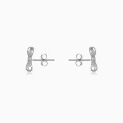 Sterling Silver Cubic Zirconia Bow Stud Earrings