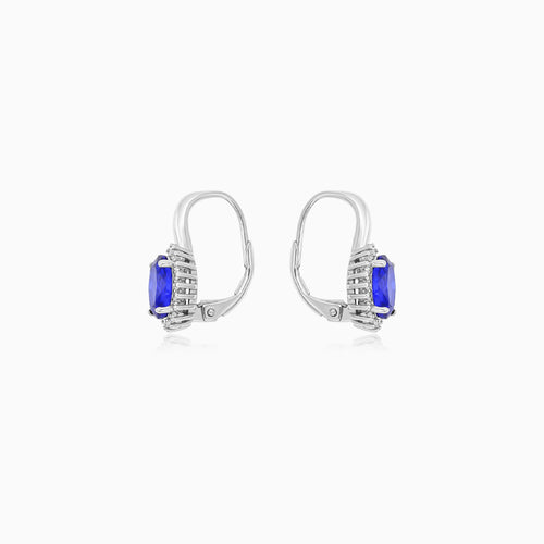 Oval Sapphire Drop Earrings in Sterling Silver