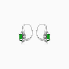 Sterling Silver Emerald Halo Earrings