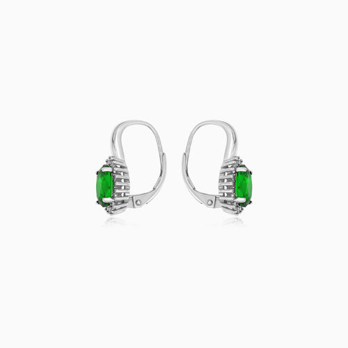 Sterling Silver Emerald Halo Earrings