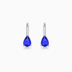 Sterling Silver Pear Sapphire Drop Earrings