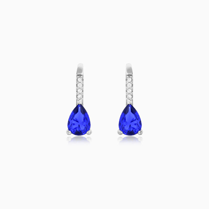 Sterling Silver Pear Sapphire Drop Earrings