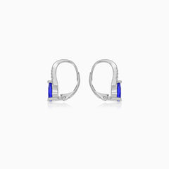 Sterling Silver Pear Sapphire Drop Earrings