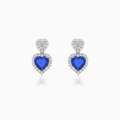 Sterling Silver Heart Sapphire Earrings