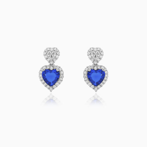 Sterling Silver Heart Sapphire Earrings