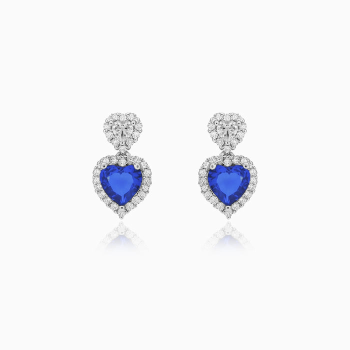 Sterling Silver Heart Sapphire Earrings