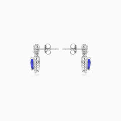 Sterling Silver Heart Sapphire Earrings