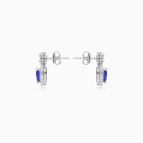 Sterling Silver Heart Sapphire Earrings