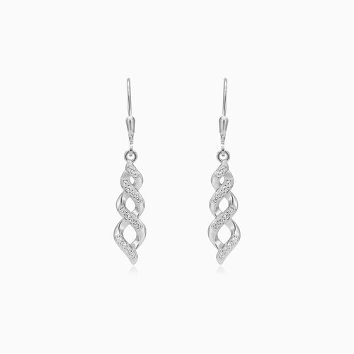 Sterling Silver Twisted Wave Drop Earrings