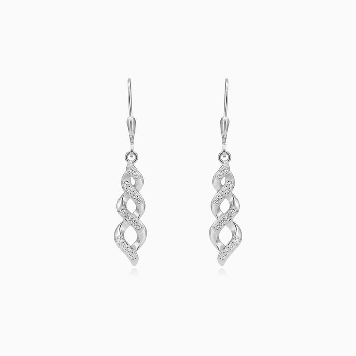 Sterling Silver Twisted Wave Drop Earrings