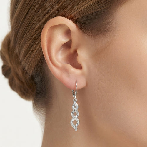 Sterling Silver Twisted Wave Drop Earrings