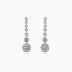 Sterling Silver Halo Drop Earrings