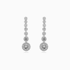 Sterling Silver Halo Drop Earrings