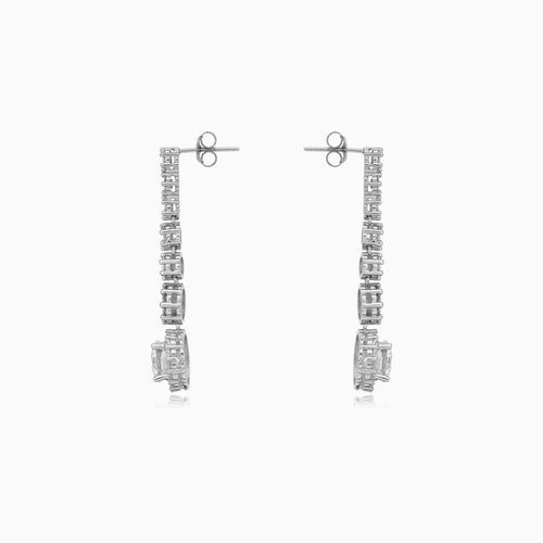 Sterling Silver Halo Drop Earrings