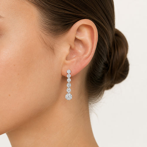 Sterling Silver Prong Set Drop Earrings